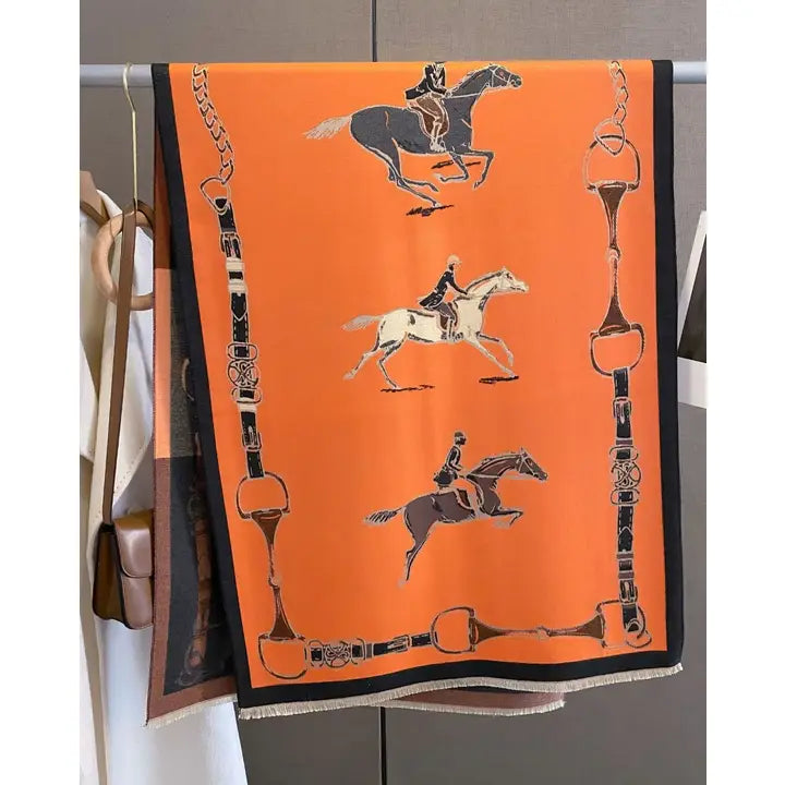 Hunter Horses Acrylic Cashmere Scarf