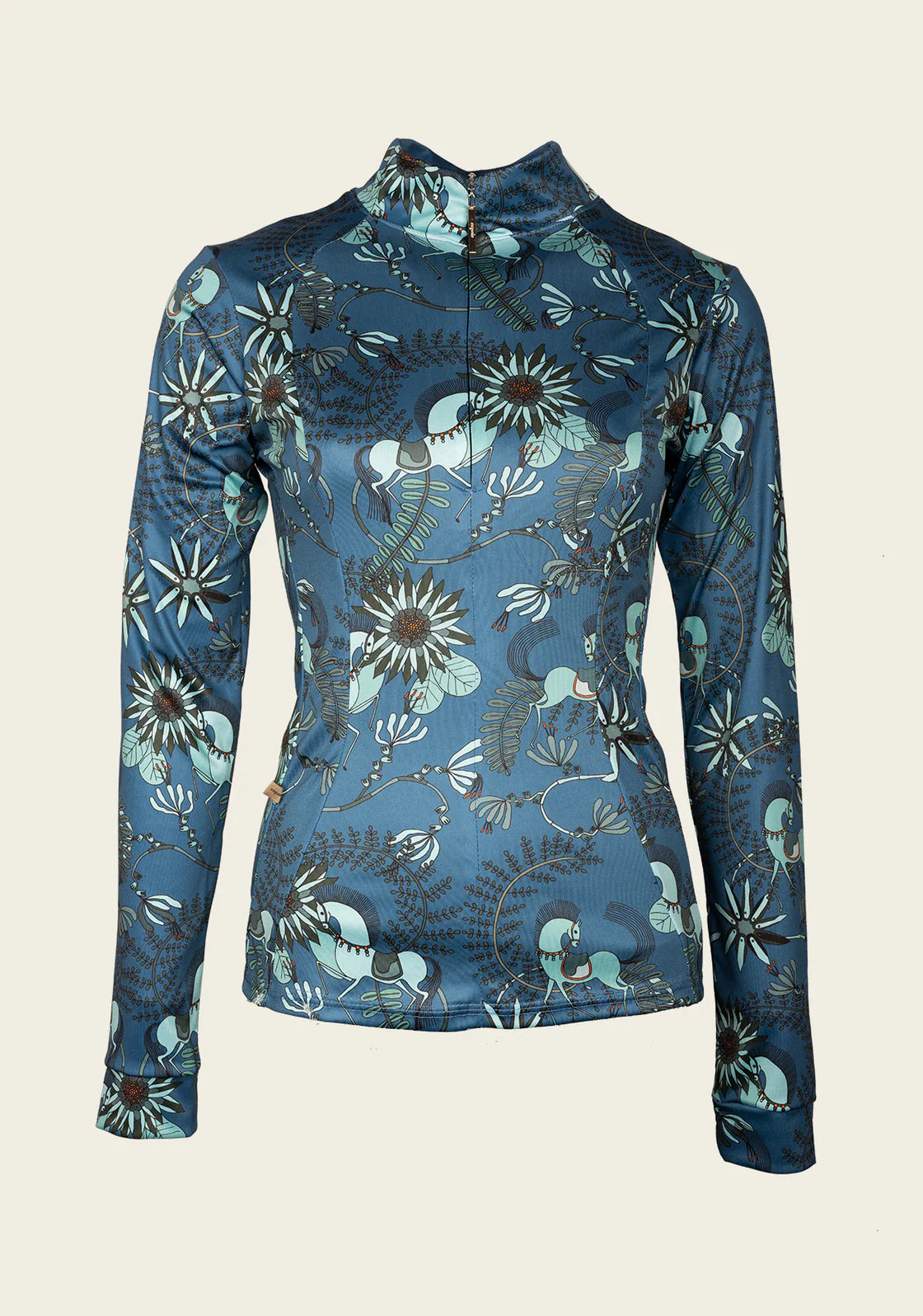 ESPOIR Mint Magic on Harbor Blue Quarter Zip Sun Shirt