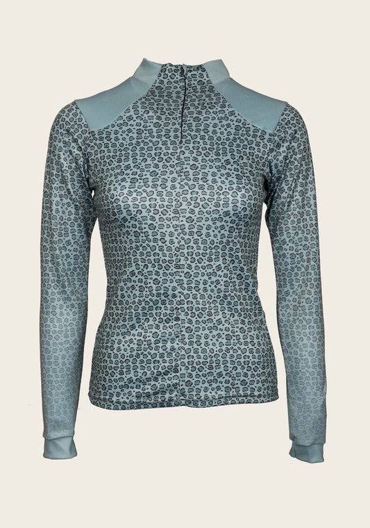 ESPOIR Leopard in Sky Blue Sport Sun Shirt