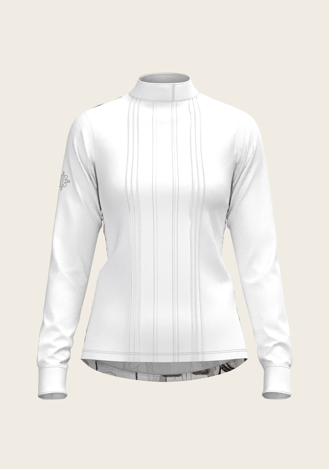 ESPOIR The Horse Fair Monochrome Long Pleated Long Sleeve Show Shirt