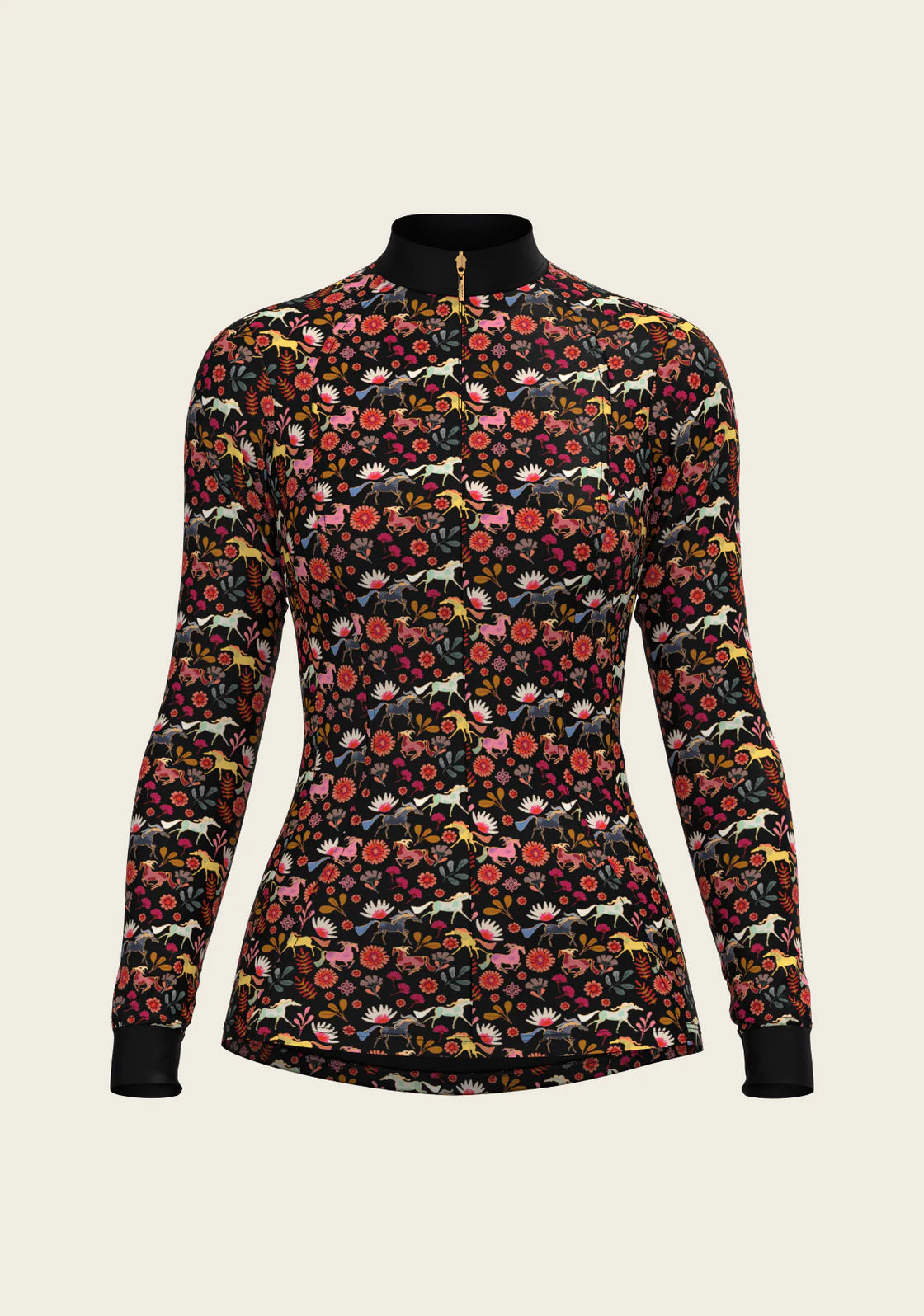 ESPOIR Bouquet on Black Quarter Zip Sun Shirt