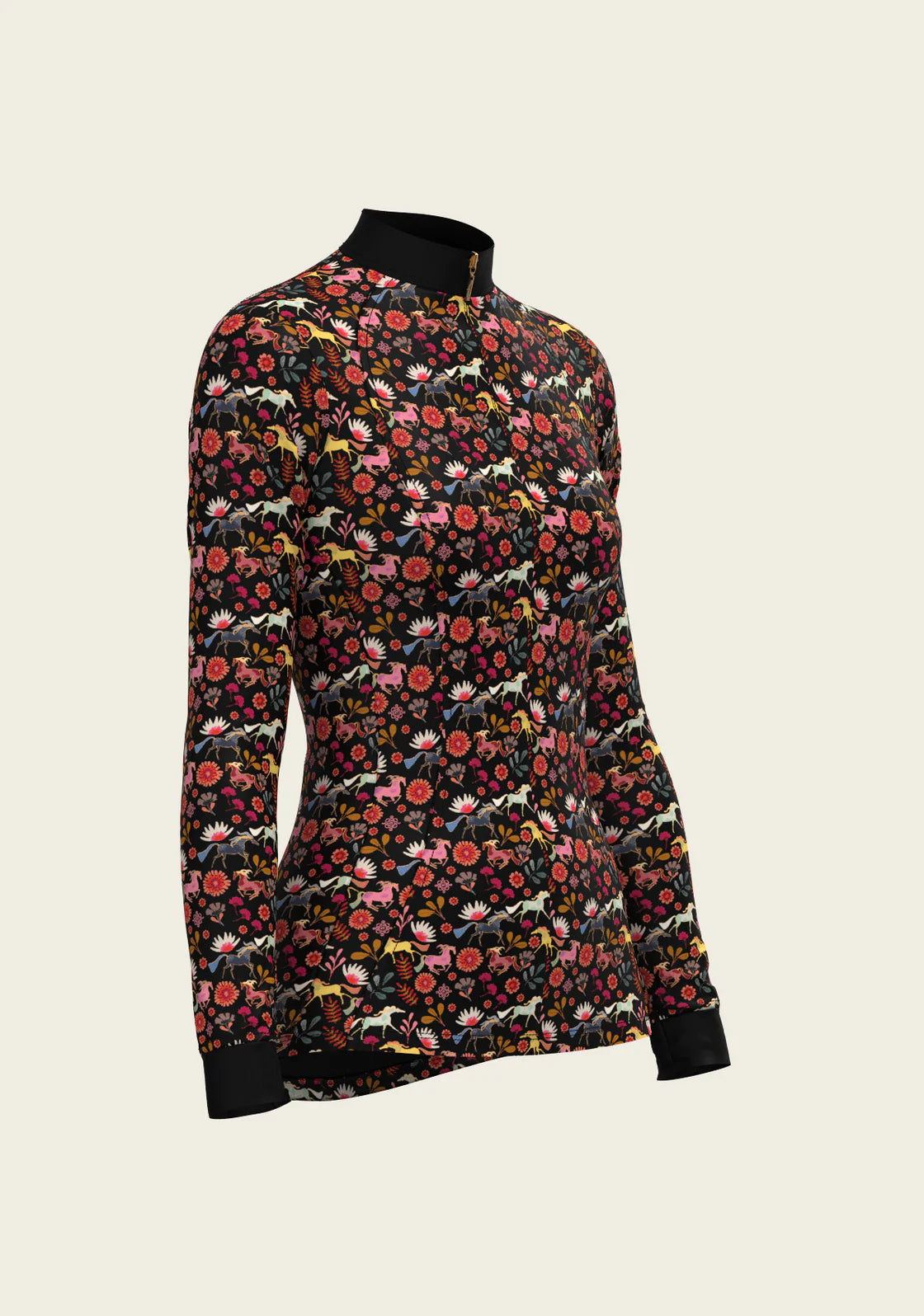 ESPOIR Bouquet on Black Quarter Zip Sun Shirt