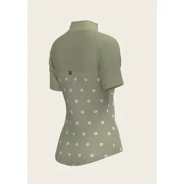 ESPOIR Mosaic Daises in Olive Short Sleeve Sport Sun Shirt