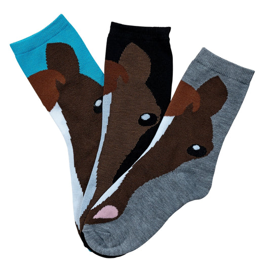 Ladies' Horse Face Crew Socks 3 Pack