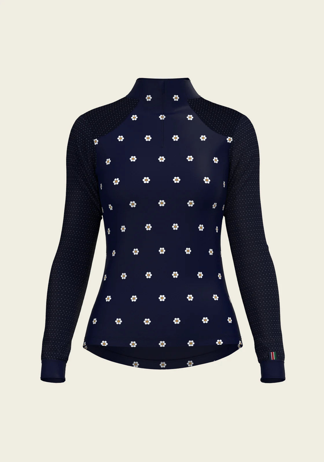 Mosaic Daises in Navy Long Sleeve Sport Sun Shirt