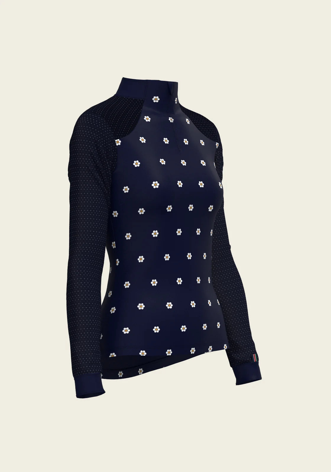 Mosaic Daises in Navy Long Sleeve Sport Sun Shirt