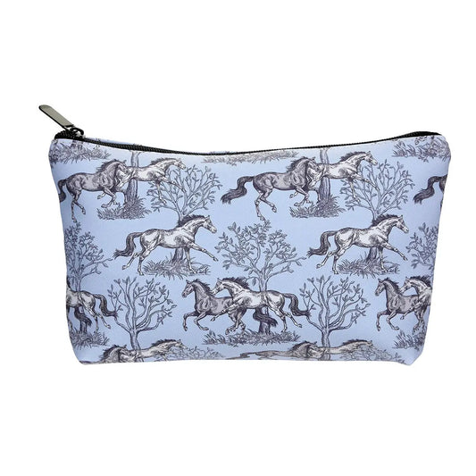 "Lila" Blue Medium Toile Cosmetic Pouch