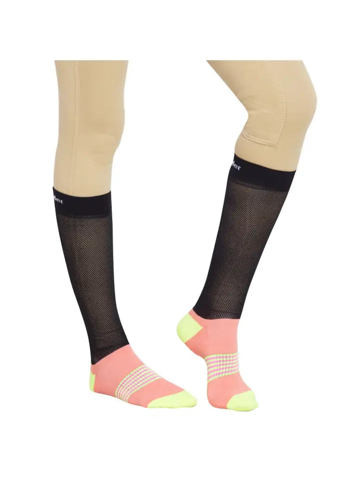 TuffRider EquiCool Ventilated Riding Socks - Coral