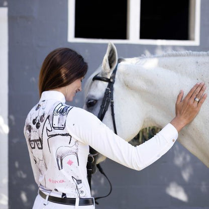 ESPOIR The Horse Fair Monochrome Long Pleated Long Sleeve Show Shirt