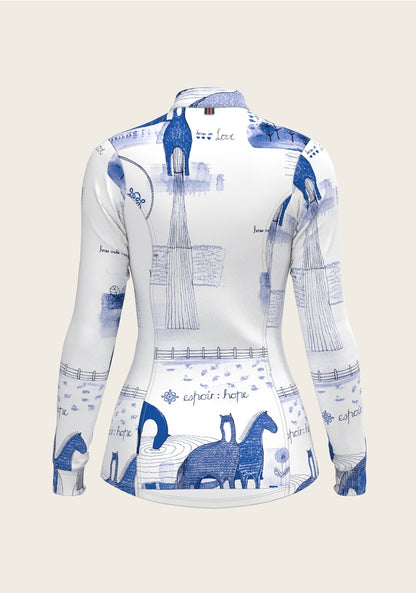 ESPOIR Daydreaming Horses in Blue Quarter Zip Sun Shirt