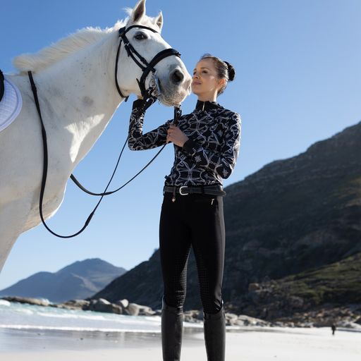 ESPOIR Roped Bridles On Black Quarter Zip Sun Shirt